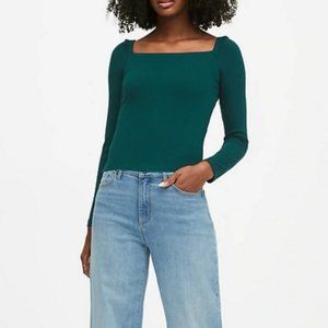 Banana Republic Emerald Green Square Neck Top